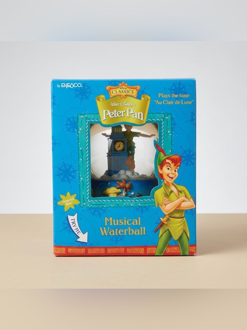 Enesco Disney Peter Pan Musical Waterball Plays Au Clair de Lune (Works)